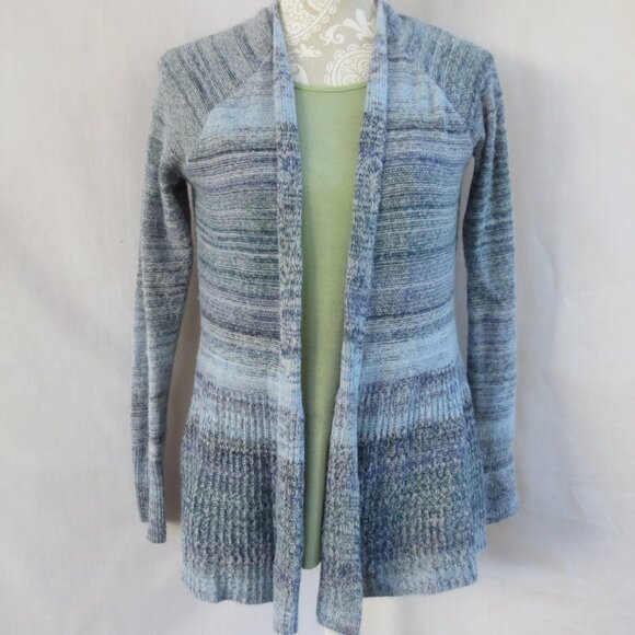 New Sonoma Sweater Costal Blue Striped Lightweight Cotton Open Cardigan Size SP - Picture 1 of 16